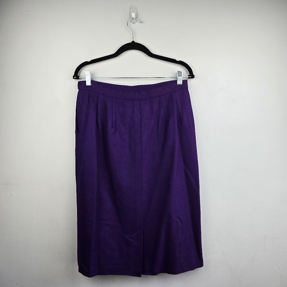 PENDLETON Vintage Pure Virgin Wool Midi Pencil Skirt Lined Purple Womens Size 10 - Picture 7 of 15